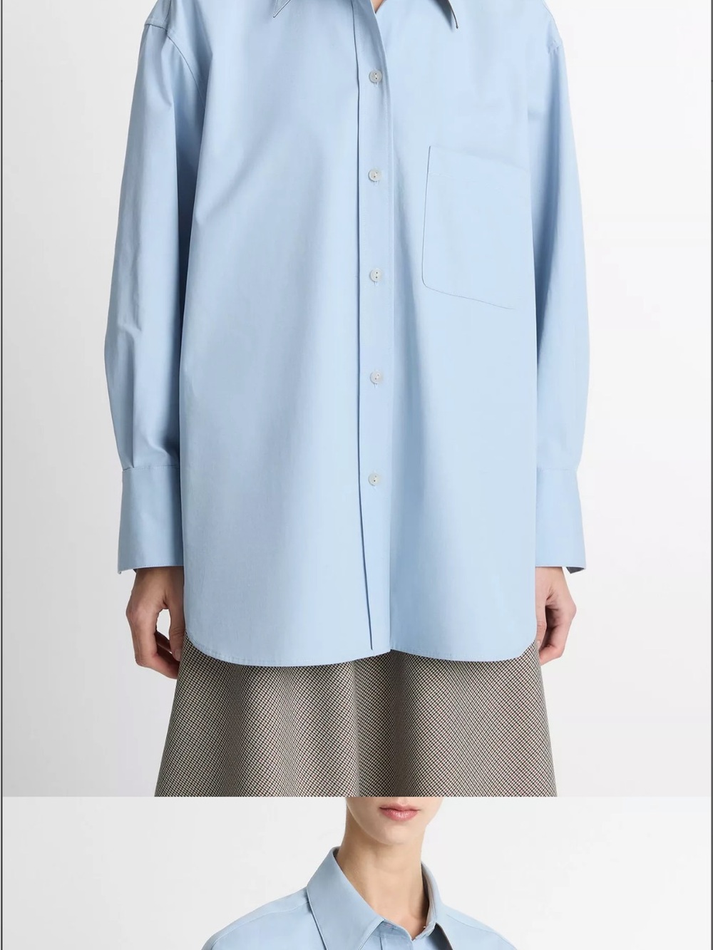 Vince Light Blue Women’s Oversized Button-Up Shirt - Heavyweight Fabric